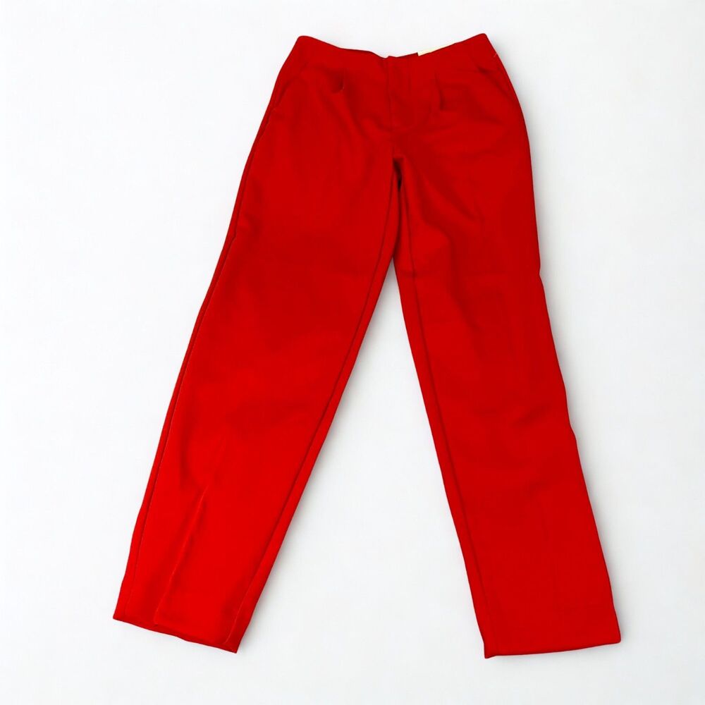 A New Day Pants Women 2 High Rise Tapered Stretch Red Ankle Dress Work NWT